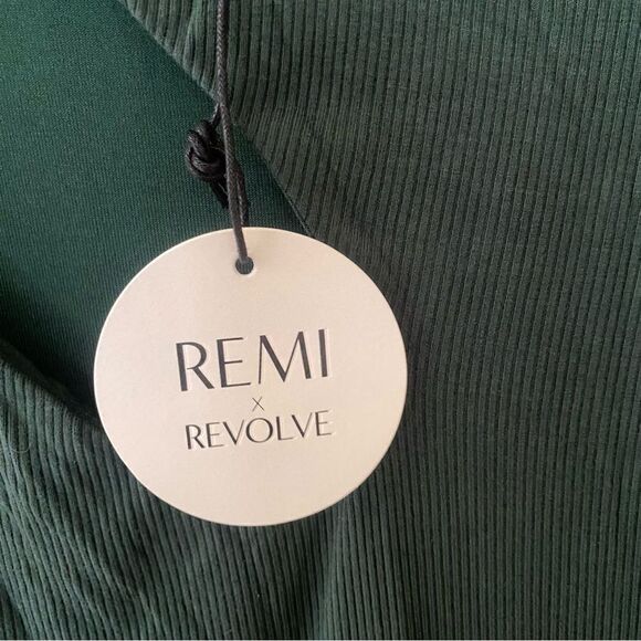 Remi x Revolve Lori dress midi cut out stretch knit Forrest green NWT Sz XS - Picture 9 of 11